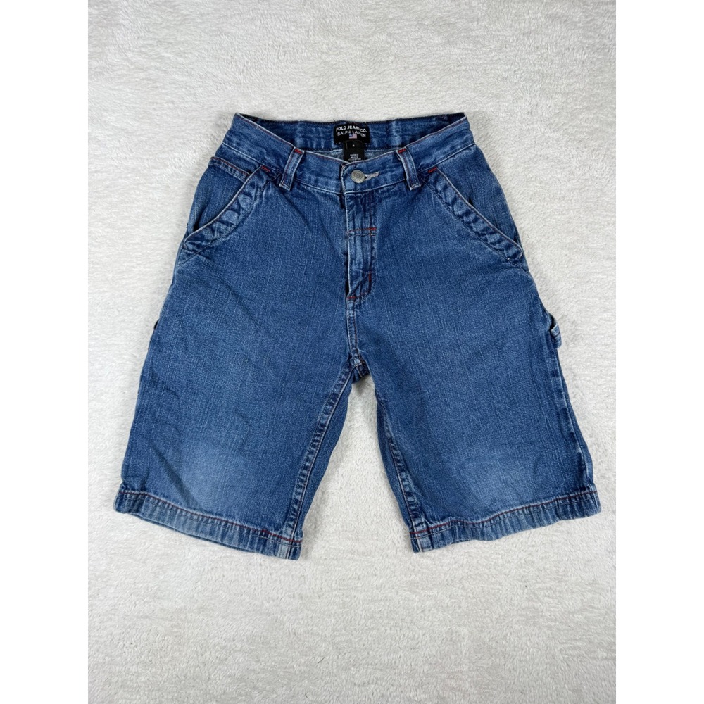 Polo Jeans Co Ralph Lauren Carpenter Shorts Kid 8 Blue Vintage Y2K Denim Utility